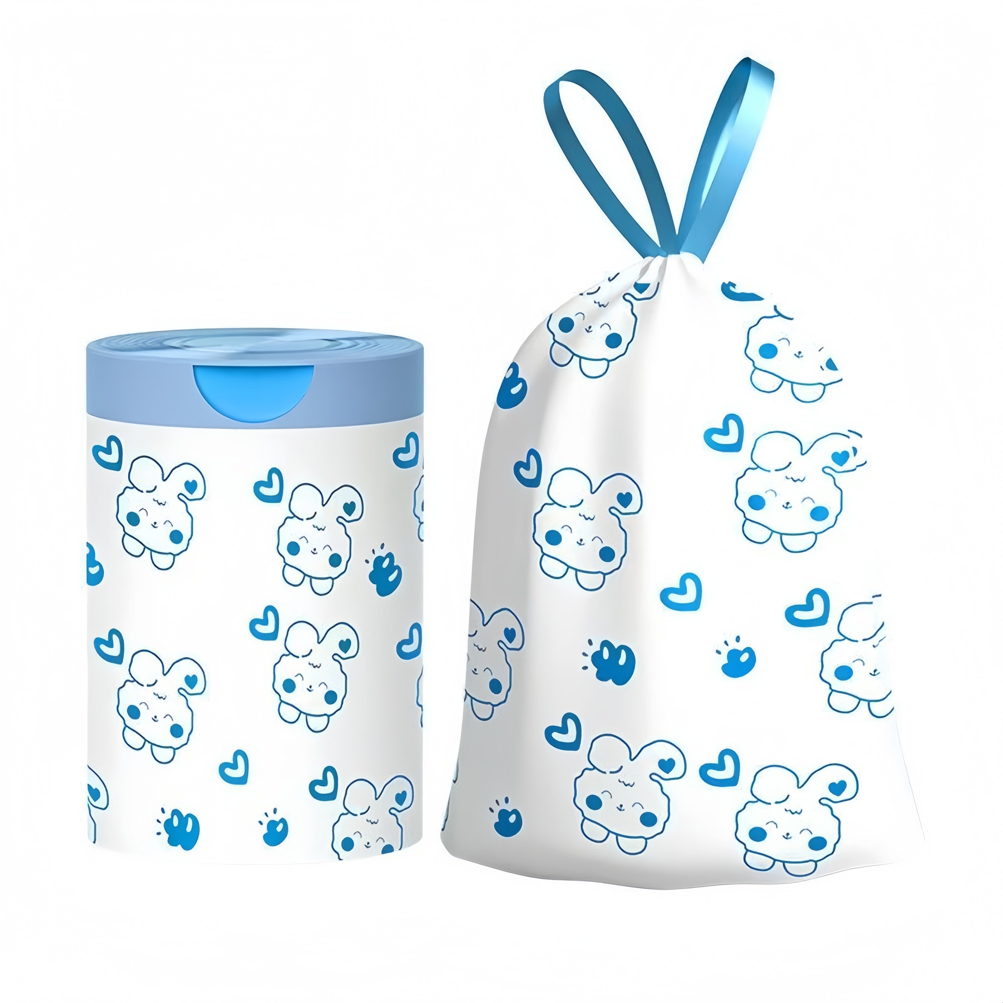 蓝心兔大卷抽绳款垃圾袋家用手提式家居高颜值厨房宿舍塑料袋,淘宝优惠券,粉丝福利购,淘宝优惠卷