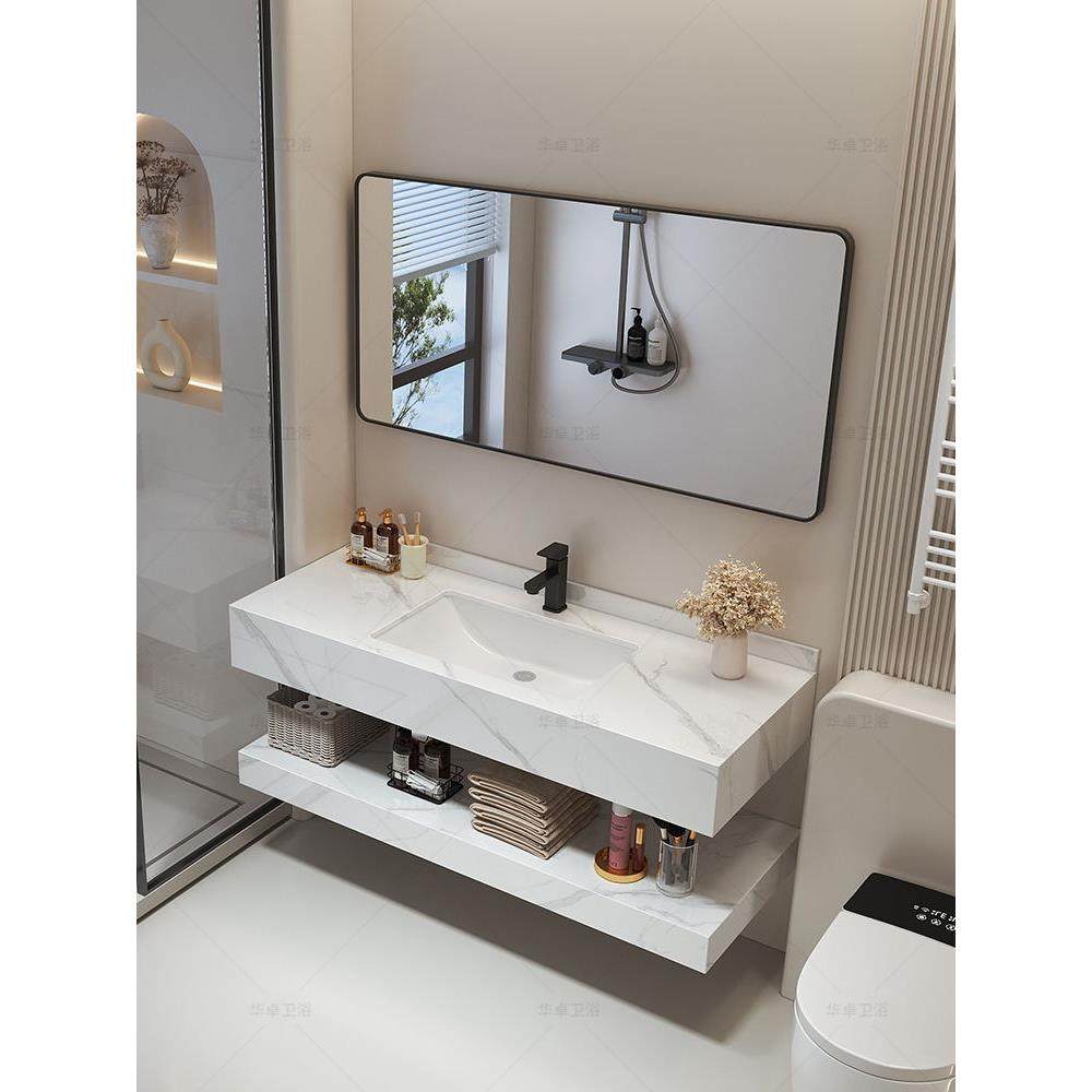 现代简约浴室柜组合亮面岩板陶瓷台面双层卫生间洗漱台洗手池套装,淘宝优惠券,粉丝福利购,淘宝优惠卷