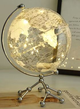 高档轻奢透明地球仪摆件创意家居客厅电视柜书房办公室桌面装饰品