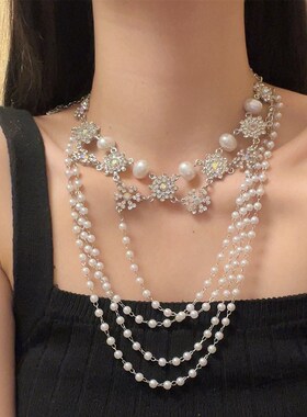 肩链新娘饰品水钻肩饰头饰白色珍珠链条婚纱披肩配饰礼服肩带项链