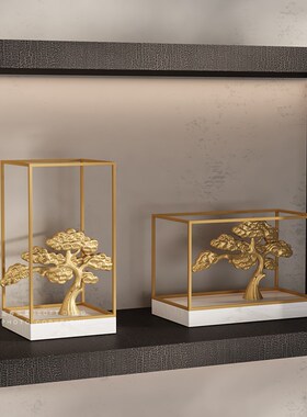 新中式禅意茶室样板间茶柜装饰摆件茶楼茶具茶叶罐复古侘寂装饰品