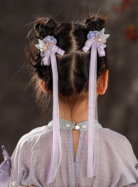 汉服头饰女儿童古风头花发夹女童国风飘带流苏发卡小女孩古装发饰