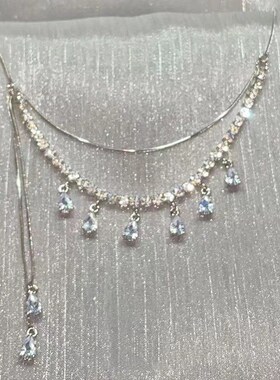 秋冬法式高级感锆石水滴项链轻奢气质长款毛衣链礼服新款颈链颈饰