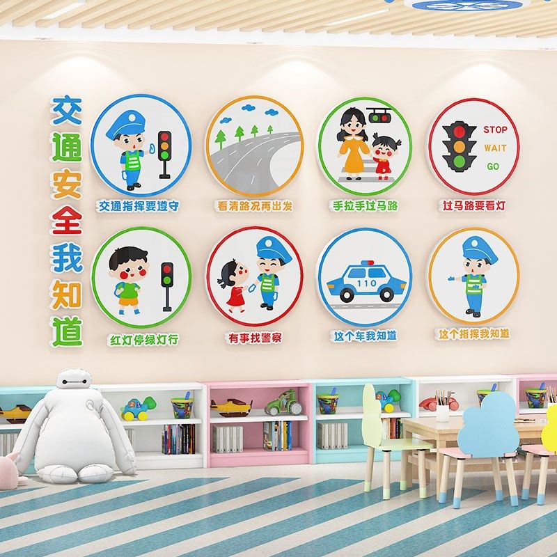 幼儿园安全文化墙贴3d环创主题墙成品材料托管班教室走廊墙面装饰,淘宝优惠券,粉丝福利购,淘宝优惠卷