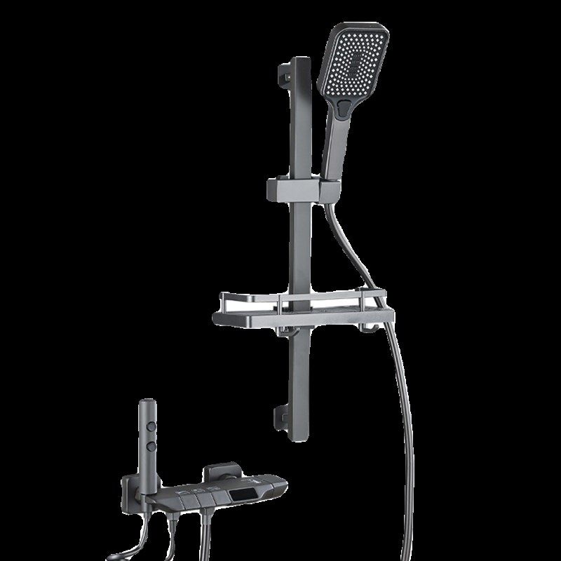 枪灰色数显钢琴键淋浴花洒套装家用卫浴全铜简易分体式浴室沐浴器,淘宝优惠券,粉丝福利购,淘宝优惠卷