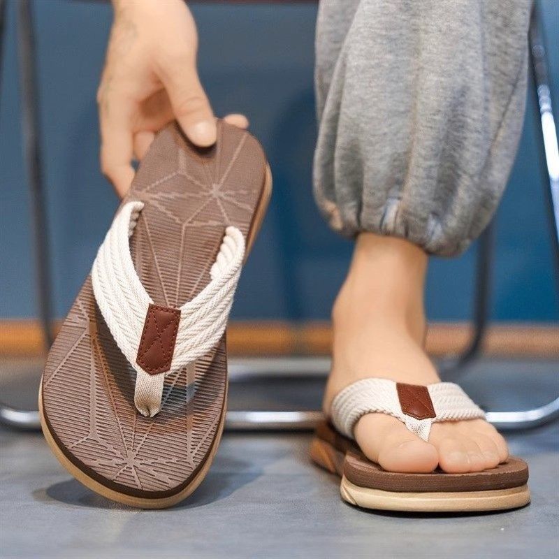 日式拖鞋男士人字拖夏季外穿防滑2025新款男式帆布腰带夹脚沙滩凉,淘宝优惠券,粉丝福利购,淘宝优惠卷