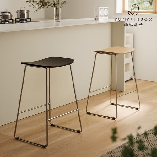 简约高脚椅轻奢家用小户型客厅餐厅岛台吧台椅铁艺网红咖啡厅椅子 - 图0