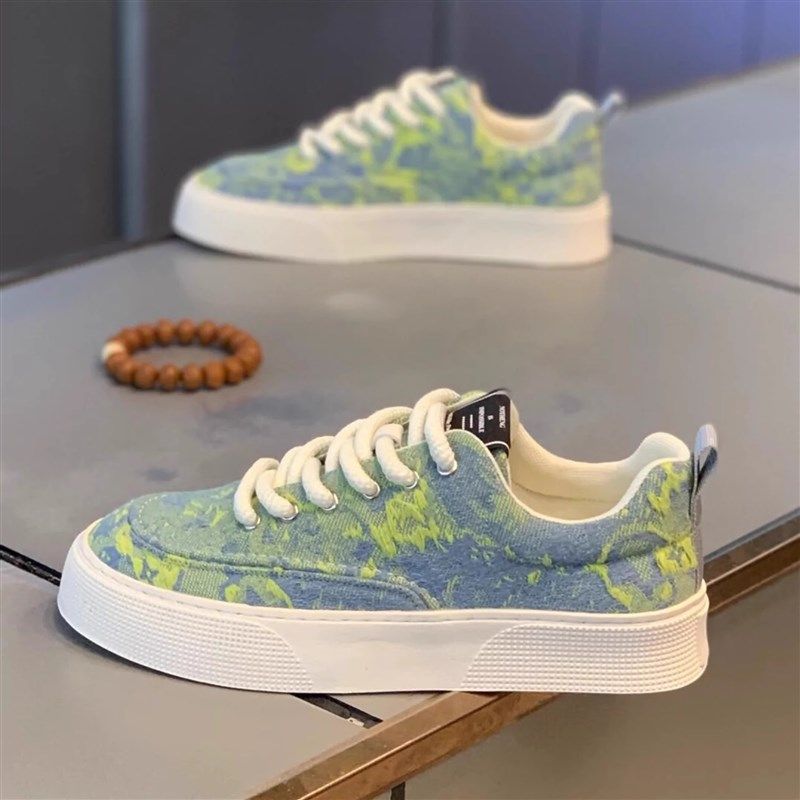 夏季2024新款潮牌印花透气帆布鞋男百搭透气轻便学生休闲低帮板鞋,淘宝优惠券,粉丝福利购,淘宝优惠卷