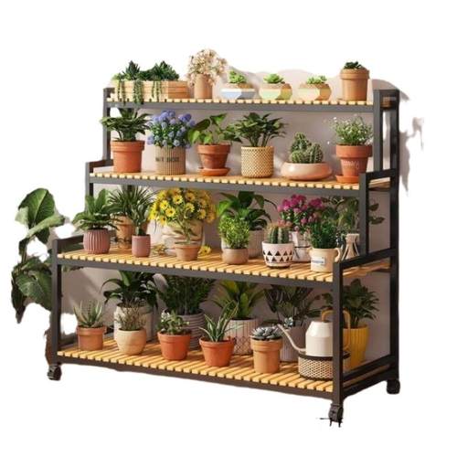 2024新款花架可移动带轮置物架阶梯客厅落地式多层花架子阳台室外 - 图3