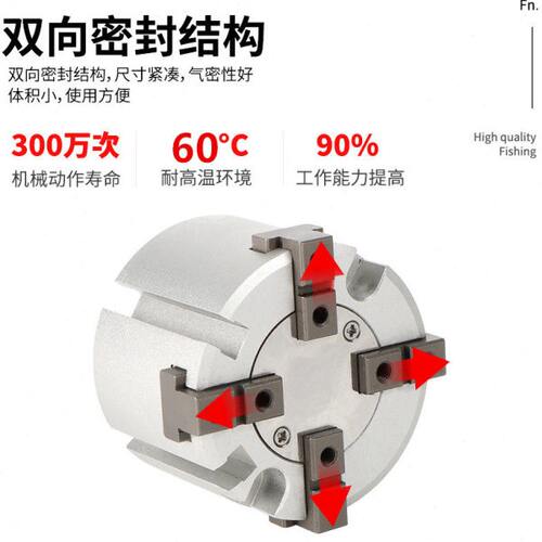 气动三爪气缸MHS2/MHS3/MHS4/MHSH3/MHSL3-16-20-25-32-40-50-63D - 图0