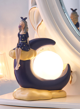 创意治愈系公主少女心摆件房间装饰品F卧室床头柜吹泡泡女孩灯摆