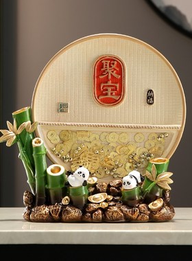 熊猫流沙画摆件节节高升竹子入户客厅办公室装饰R搬家乔迁新居礼