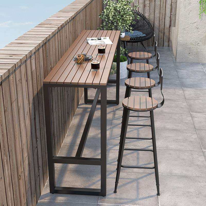 露天阳台吧台桌室外休闲靠墙高脚长条桌简约现代防腐户外桌椅组合,淘宝优惠券,粉丝福利购,淘宝优惠卷
