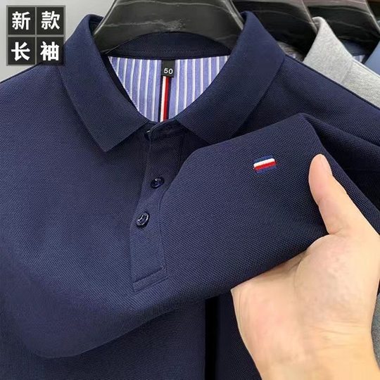 【买一送一】品牌保罗升级款T恤商务休闲翻领长袖POLO衫男z103