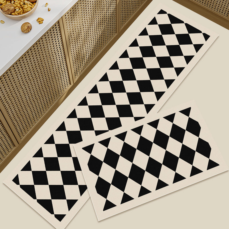 Technological leather kitchen floor mat, water-absorbent, non-slip, oil-proof and anti-fouling carpet, light French household wipeable and washable long strips