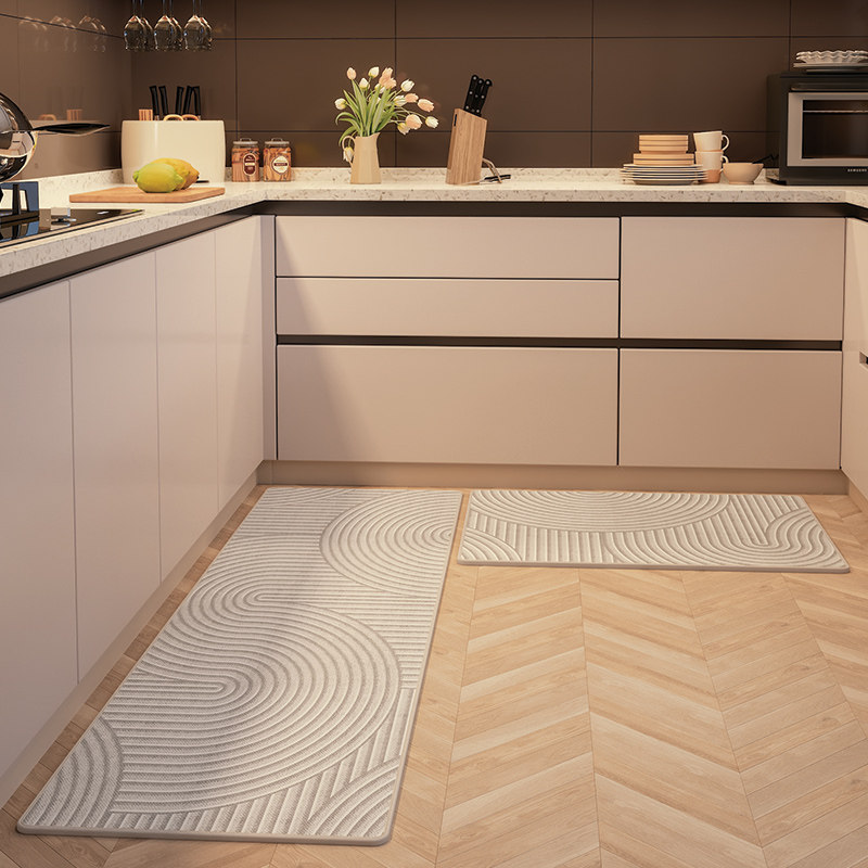 Wabi style kitchen floor mats, non-slip, anti-t oil, wipeable, wash-free carpets, diatom mud absorbent mats, waterproof feet