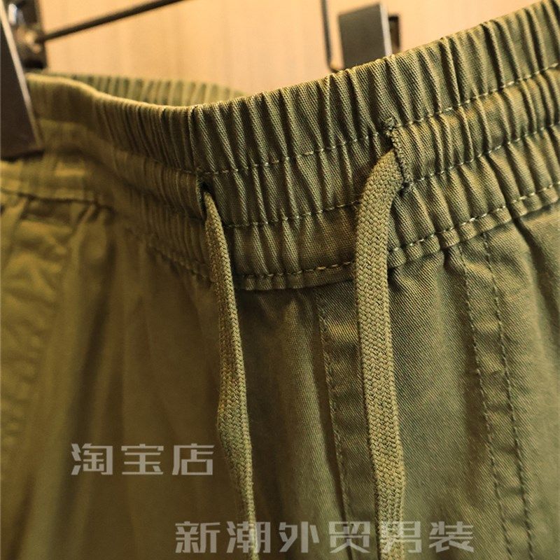 日单外贸!客供水洗纯棉!夏季男士美式复古松紧腰直筒休闲短裤潮,淘宝优惠券,粉丝福利购,淘宝优惠卷