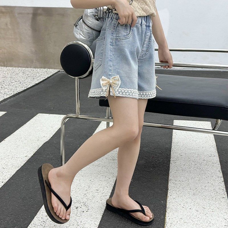 女童牛仔短裤夏季2025新款外穿裤子宝宝热裤儿童薄款小女孩喇叭裤,淘宝优惠券,粉丝福利购,淘宝优惠卷