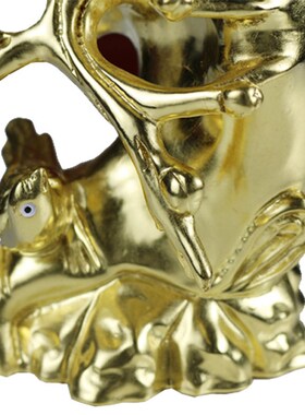 喜鹊登梅看盘喜上眉梢笔筒木雕贴金箔工艺品 送礼收藏 文房四宝