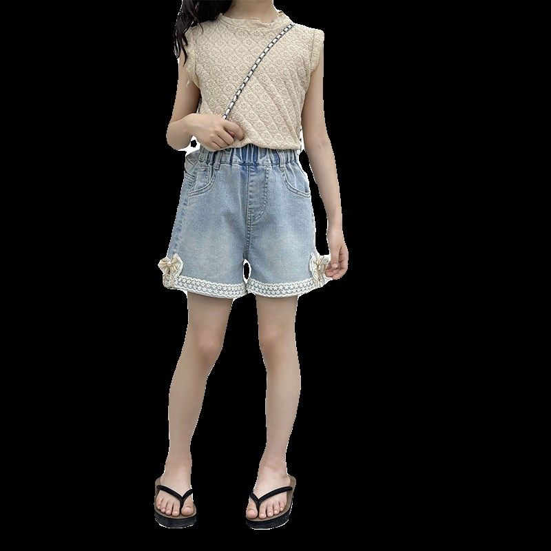 女童牛仔短裤夏季2025新款外穿裤子宝宝热裤儿童薄款小女孩喇叭裤,淘宝优惠券,粉丝福利购,淘宝优惠卷