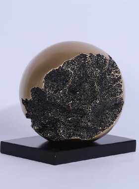 北欧创意仿铜圆球形雕塑摆件现代家居客厅玄关桌面抽X象艺术地球