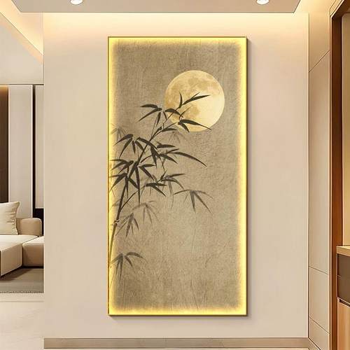宋代美学玄关装饰画客厅禅意走廊过道挂画新中式竹子茶室壁画灯画 - 图0