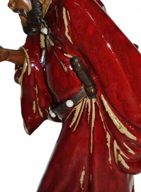 工艺陶瓷公仔吉祥袍石家居红中式客厅摆件钟办公室玄关福馗引湾