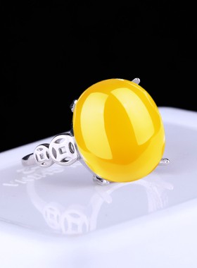 925银戒指空托镶松石蜜蜡戒托女7*9z 8*10 9*11 10*12 10*14