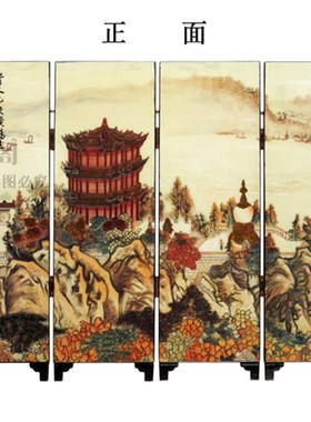 木质仿古小屏风装饰摆件特色商务出国交流礼品 V武汉风光黄鹤楼