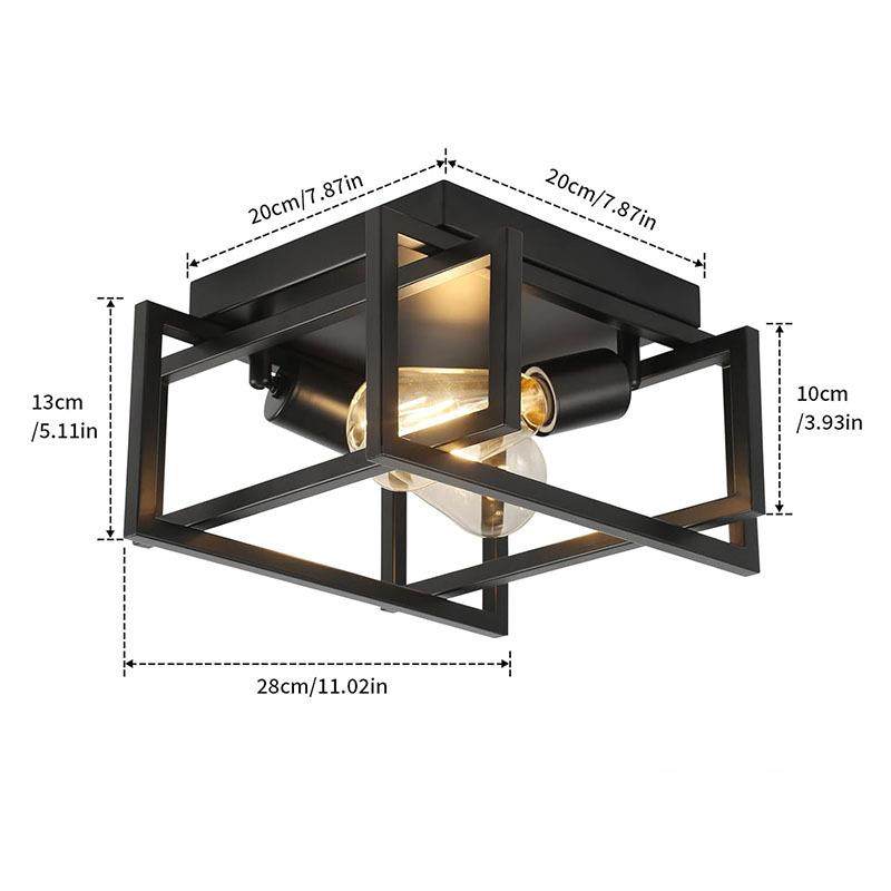 跨境亚马逊美式复古工业走廊卧室楼道阳台玄关黑色四方铁艺吸顶灯,淘宝优惠券,粉丝福利购,淘宝优惠卷