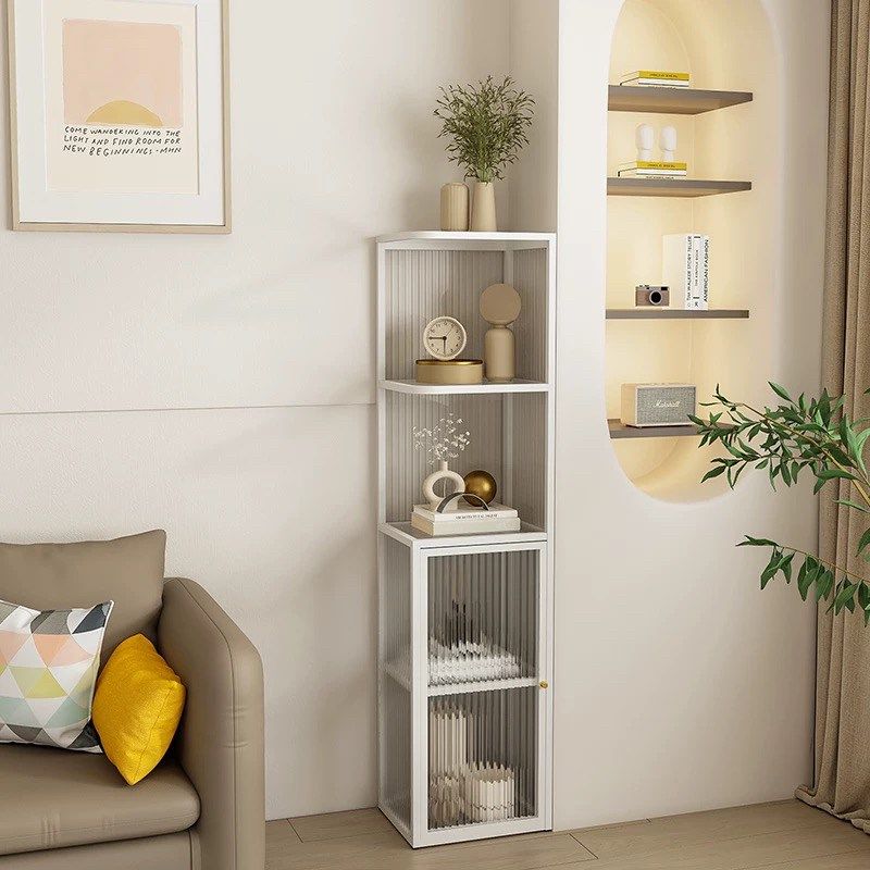 客厅墙角收纳柜奶油风墙边角柜圆弧转角书架储物柜拐角落地玻璃柜,淘宝优惠券,粉丝福利购,淘宝优惠卷