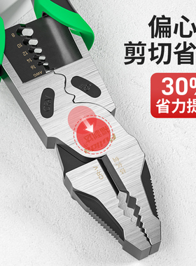 老虎钳电工专用钢丝钳多功能剥线钳工业级尖嘴钳家用省力钳子工具