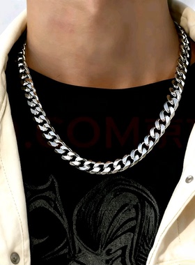 钛钢古巴链男嘻哈街头风加粗不掉色六面磨项链