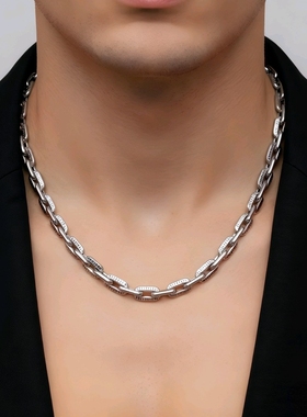 钛钢项链男款压纹十字链嘻哈风锁骨链简约百搭时尚潮酷帅男配饰