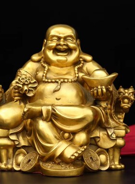 铜弥勒佛摆件纯铜弥勒笑佛汽车载中D控台大肚佛家居店铺装饰工艺