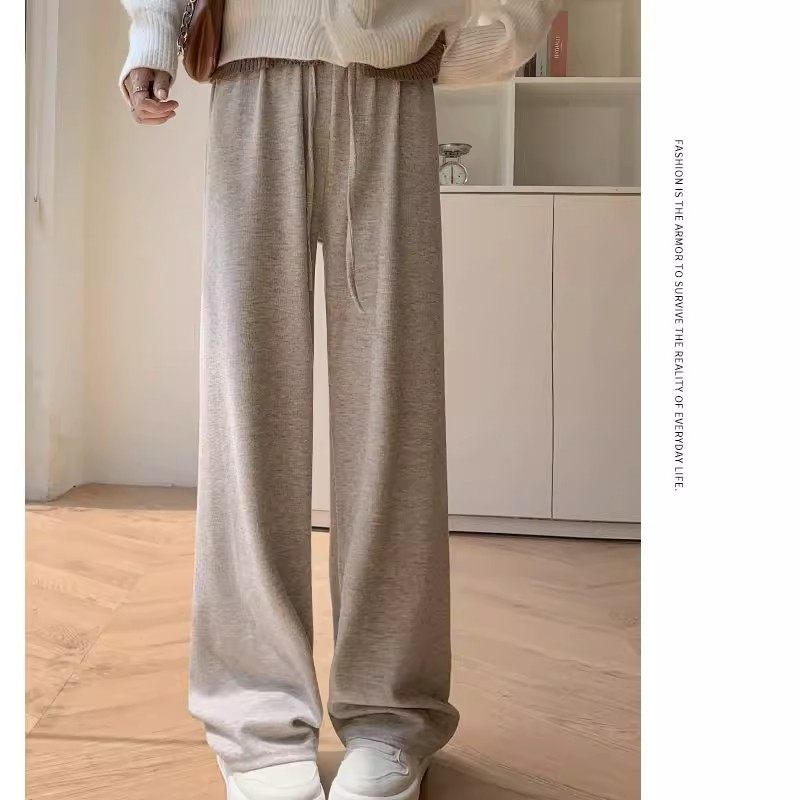 La chbpeall糯米裤女秋冬慵懒感软糯百搭高腰垂感阔腿裤显瘦xx2