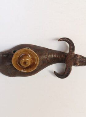 水茶宠陶瓷动物石毛家居装饰摆件餐厅桌面公仔辘湾七十年代牛手工