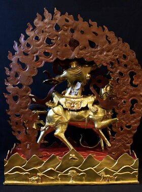 鎏天法 尼泊尔紫金天铜像密宗吉祥女吉祥摆件寸15母护铜