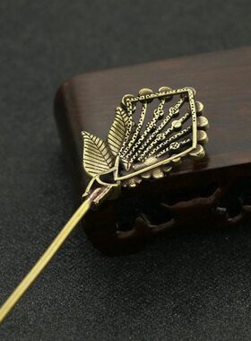 发簪古风百搭簪子花工艺品铜纯铜制开宫复古茶茶针器簪