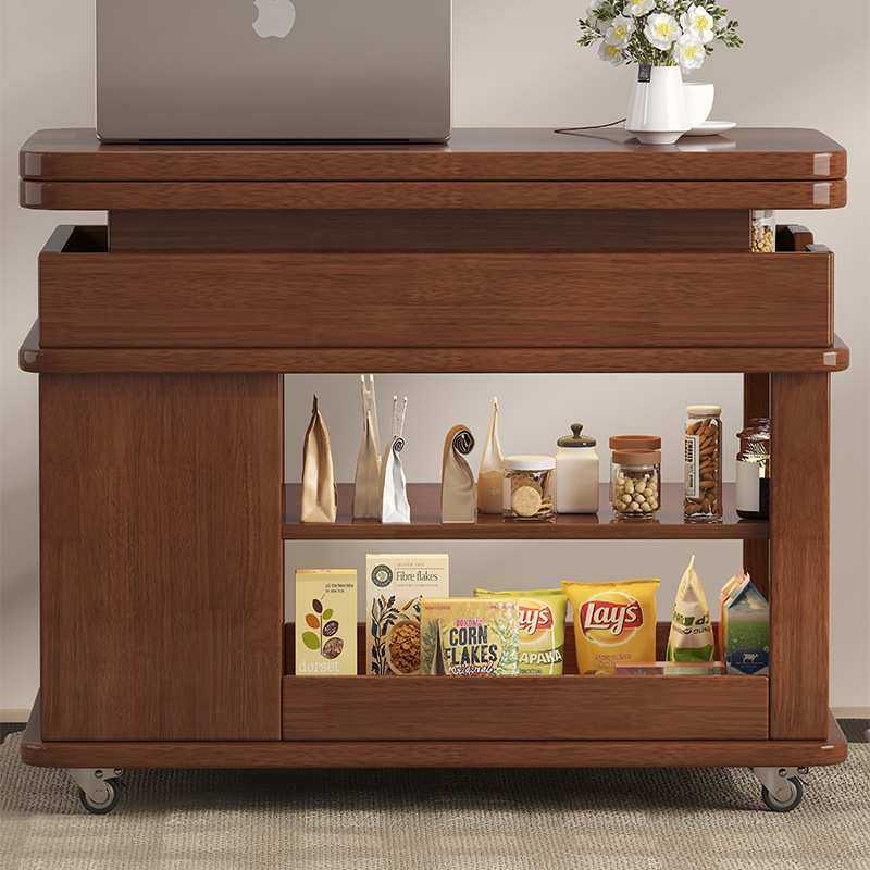 客厅家用沙发侧边几柜可升降折叠移动推车小户型中古风茶几桌实木,淘宝优惠券,粉丝福利购,淘宝优惠卷