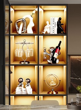 轻奢风创意客厅边柜摆件家居饰品现代简I约酒柜玻璃杯红酒架电视