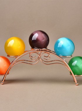 创意水晶球金属底座铁艺电镀金色银色支架七球多球托Y架装饰摆饰