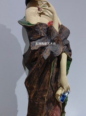 石湾陶瓷公仔古典仕女创意手工摆件客厅家居中R式简约装饰美少女