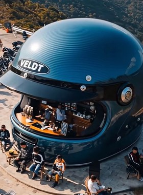 户外创意门店定i制网红巨型头盔玻璃钢咖啡亭景区沙滩大型餐车雕