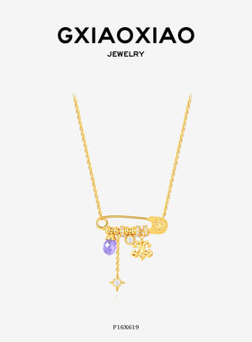 G XIAOXIAO 法式高级感别针鸢尾花项链 F16X620 F16X619