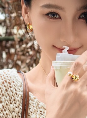 高小小鸢尾花戒指女开口可调节