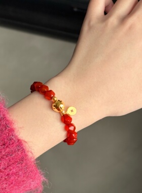 G XIAOXIAO 气质高级感本命年红运天然红玛瑙手串F17S37