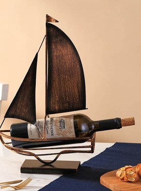 复古怀旧创意铁艺船红酒架摆件欧式家居电视柜酒柜桌面装饰品摆设