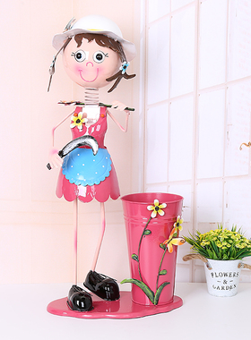 可爱大假人铁艺创意娃娃摆件装饰花盆落地门口幼儿园卡通人物插花