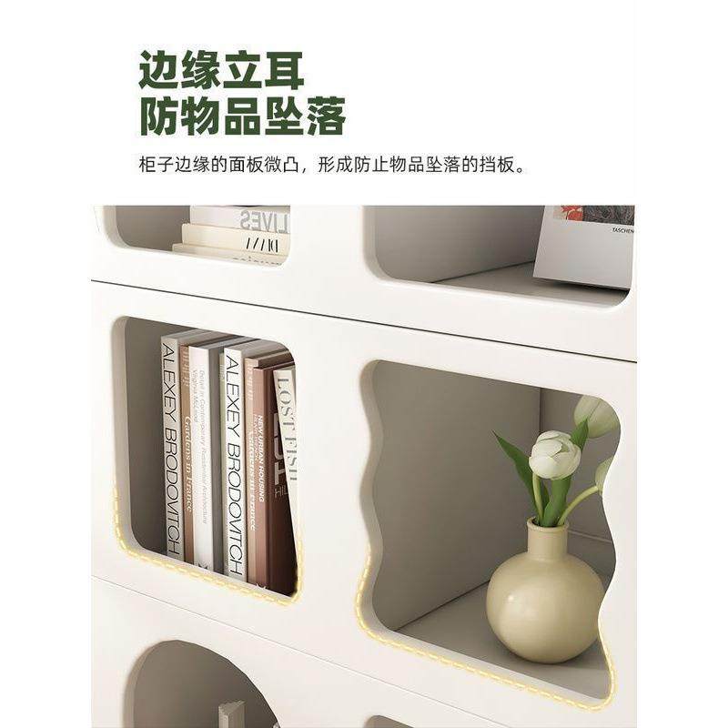 奶油风书柜落地置物架靠墙收纳展示柜创意格子书架储物柜儿童书架,淘宝优惠券,粉丝福利购,淘宝优惠卷